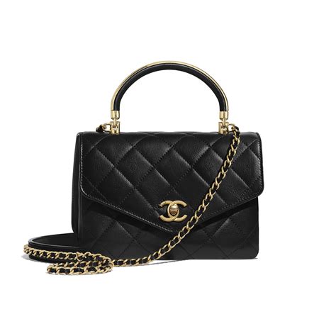 flap bag top handle black gold chanel